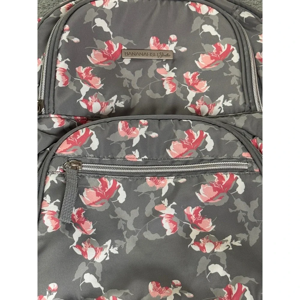 Bananafish Studio Gray Floral Diaper Bag Backpack Insulated Pocket RN 121332